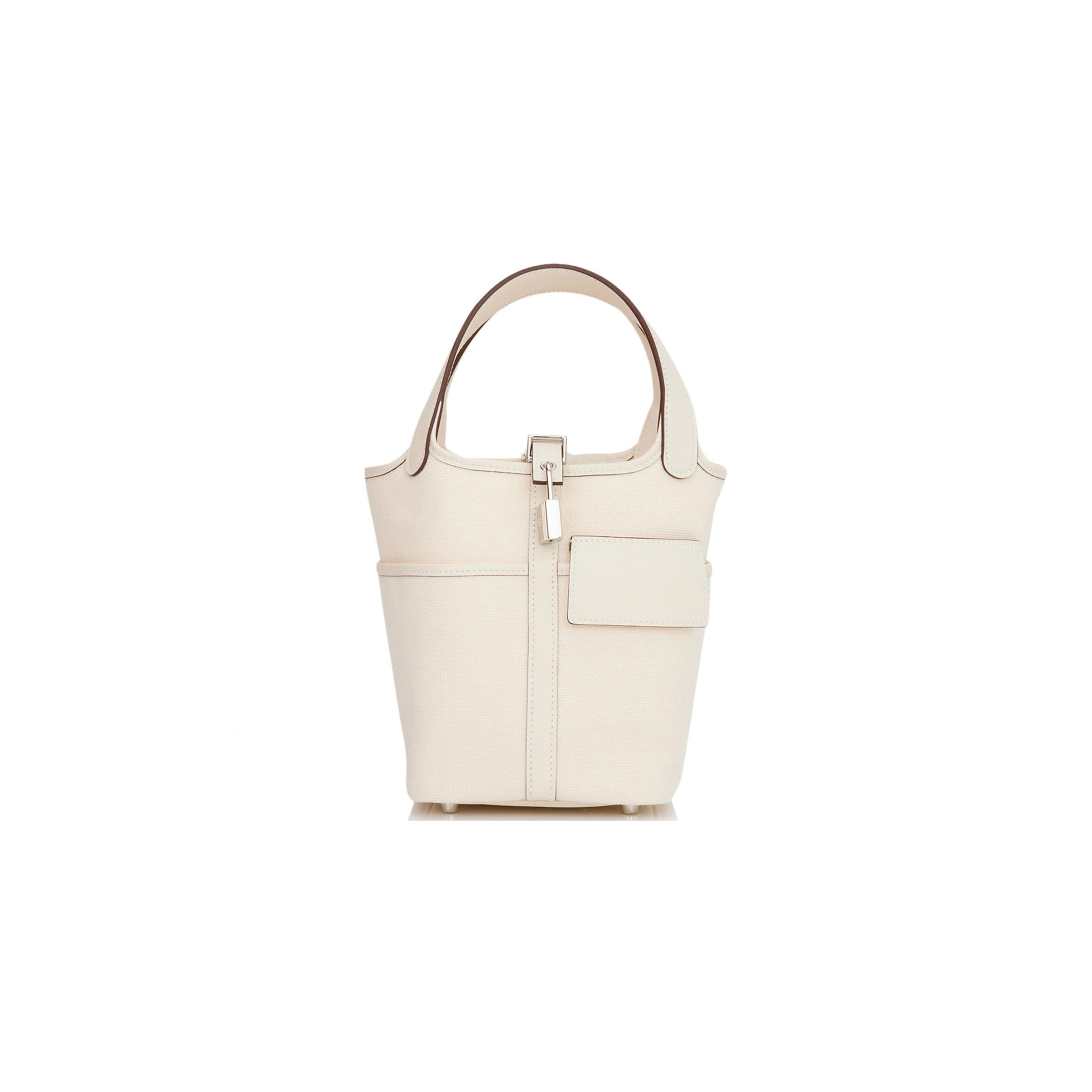 H**me5 picotin cargo 18 nata swift and toile canvas palladium hardware (18*18*13cm)
